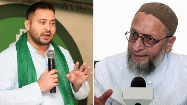Bihar LoP Tejaswi Yadav and AIMIM chief Asaduddin Owaisi